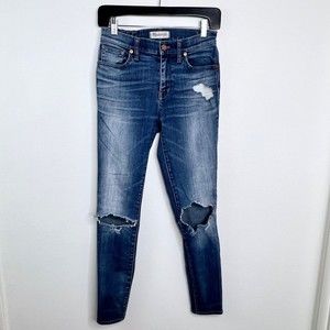Madewell Jeans Womens 26 High Riser Skinny Medium Wash Blue Distressed Denim